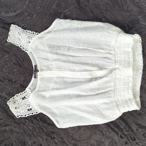 White detailed blouse tank top